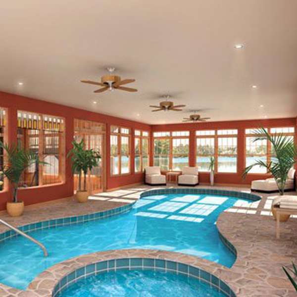 Indoor Swimming Pool Area Wooden interior Decor